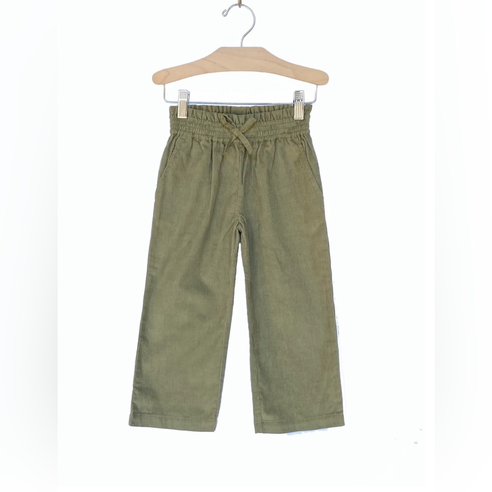 GUC City Mouse Thanksgiving Fine Wale Corduroy Wide Leg Pants in Olive Green 2
